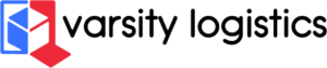 Varsity Logistics logo: blue and red geometric icon beside the text 'varsity logistics'